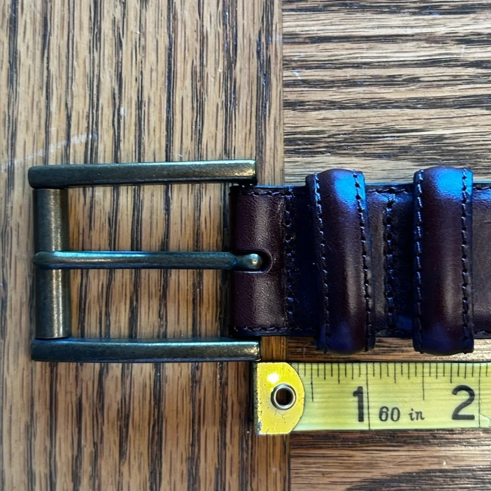 Men's Rich Brown Leather Belt with Buckle Size 36